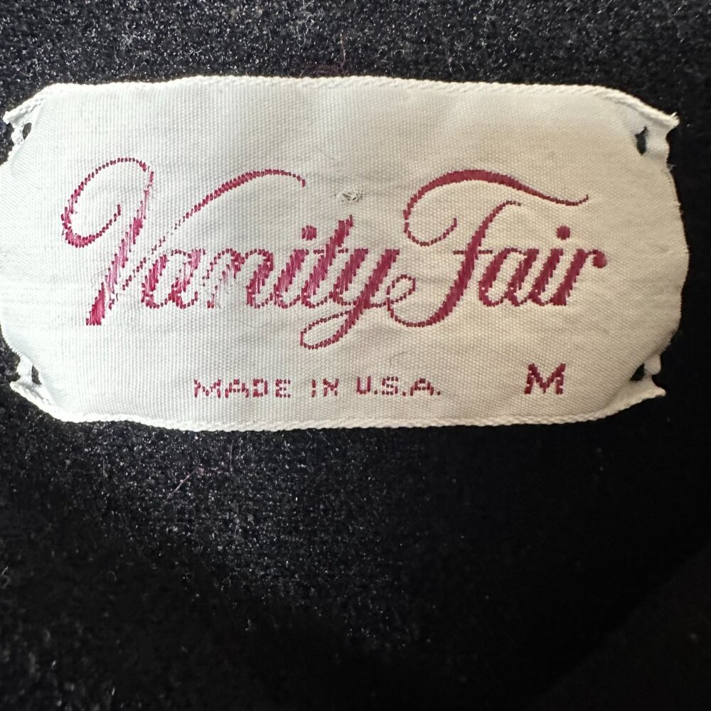 VANITY FAIR Embroidered Velour Housecoat Gown Robe sz‎ M floral Made In USA  vtg - Picture 5 of 7